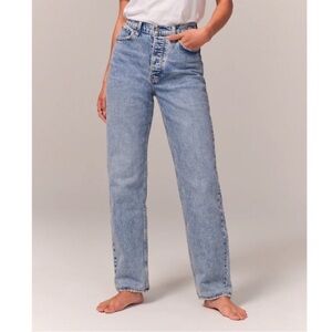 Abercrombie & Fitch High Rise Dad Jean 10 SHORT button fly medium blue